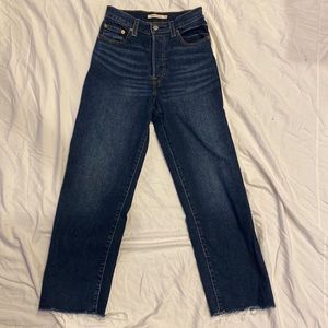 Levi’s “Ribcage Straight” blue jeans. Size 25.